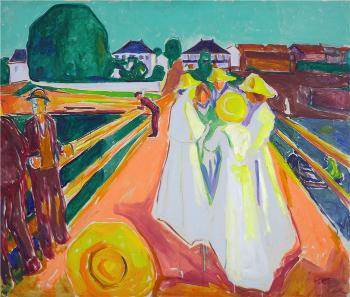 爱德华·蒙克（Edvard Munch）作品 - 桥上的女人（1934-40）
