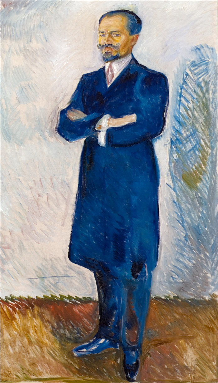 爱德华·蒙克(Edvard Munch)作品 - 欧内斯特·泰尔 (Ernest Thiel) 的肖像 (1907)