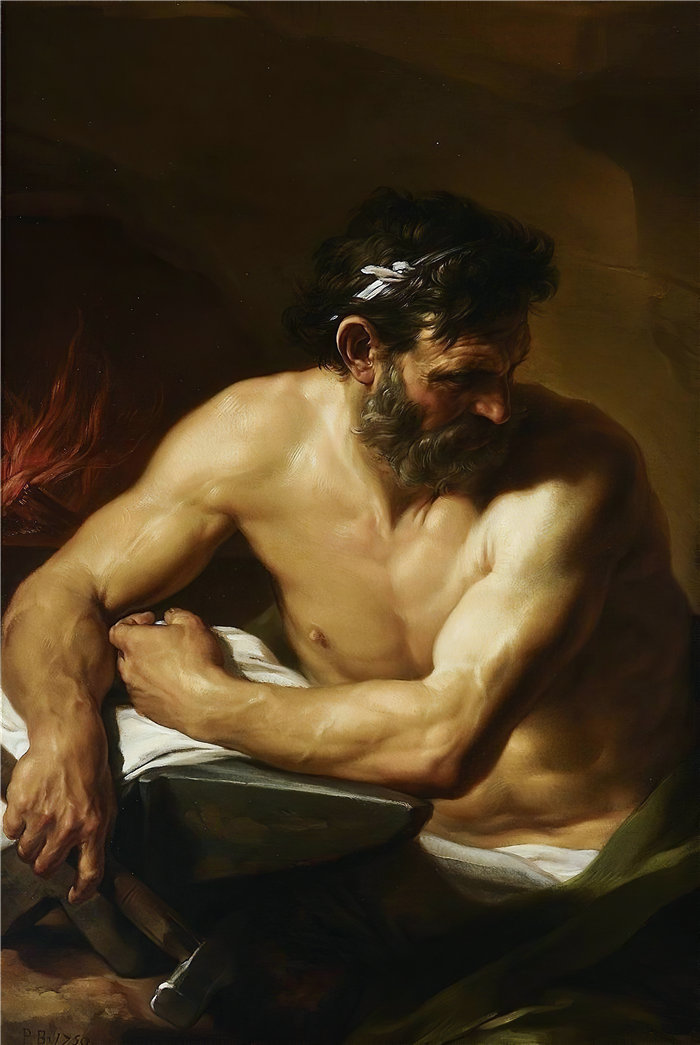 蓬佩奥·巴托尼 (Pompeo Girolamo Batoni，意大利) 作品-火神 (1750)