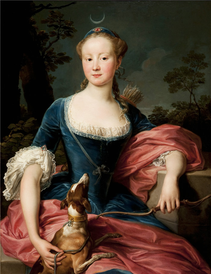 蓬佩奥·巴托尼 (Pompeo Girolamo Batoni，意大利) 作品-女猎人戴安娜的画像（1760 年代）