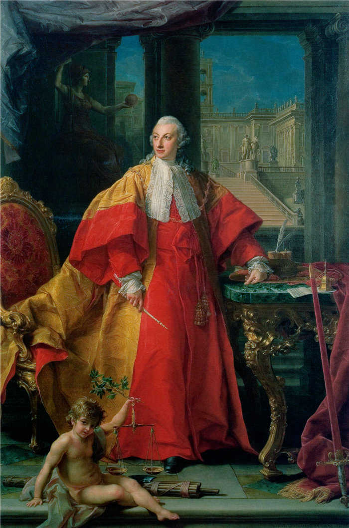 蓬佩奥·巴托尼 (Pompeo Girolamo Batoni,意大利) 作品-阿邦迪奥·雷佐尼科 (Abbondio Rezzonico) 的肖像 (1766)