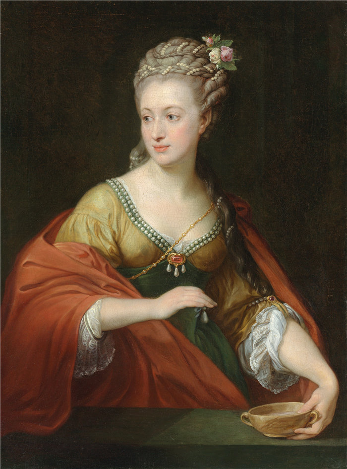 蓬佩奥·巴托尼 (Pompeo Girolamo Batoni，意大利) 作品-一位女士的肖像