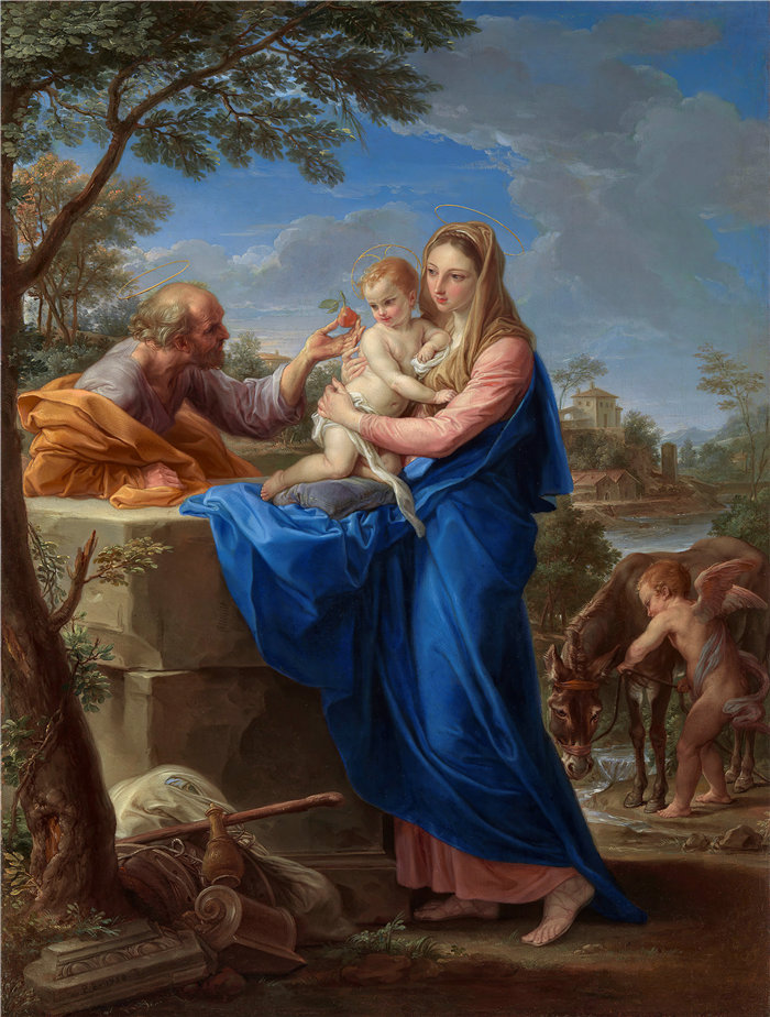 蓬佩奥·巴托尼 (Pompeo Girolamo Batoni，意大利) 作品-其余的飞往埃及的航班（1758 年）