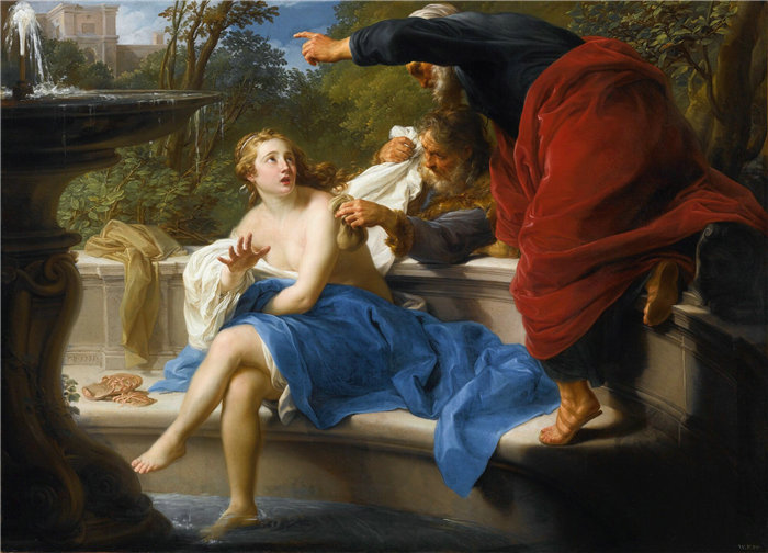 蓬佩奥·巴托尼 (Pompeo Girolamo Batoni，意大利) 作品-苏珊娜和长老 (1751)