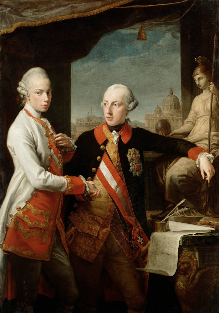 蓬佩奥·巴托尼 (Pompeo Girolamo Batoni，意大利) 作品-约瑟夫二世与托斯卡纳大公彼得罗·莱奥波尔多