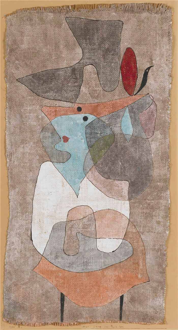 保罗・克利（Paul Klee，德国 ）作品-帽子、女士和小桌子。(1932)