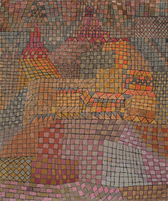 保罗・克利（Paul Klee，德国 ）作品-斯塔特堡 Kr。(Town Castle Kr.) (1932)