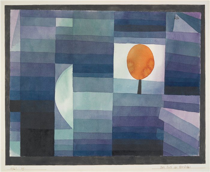保罗・克利（Paul Klee，德国 ）作品-秋天的先驱[绿色和紫色渐变带橙色调]（1922）