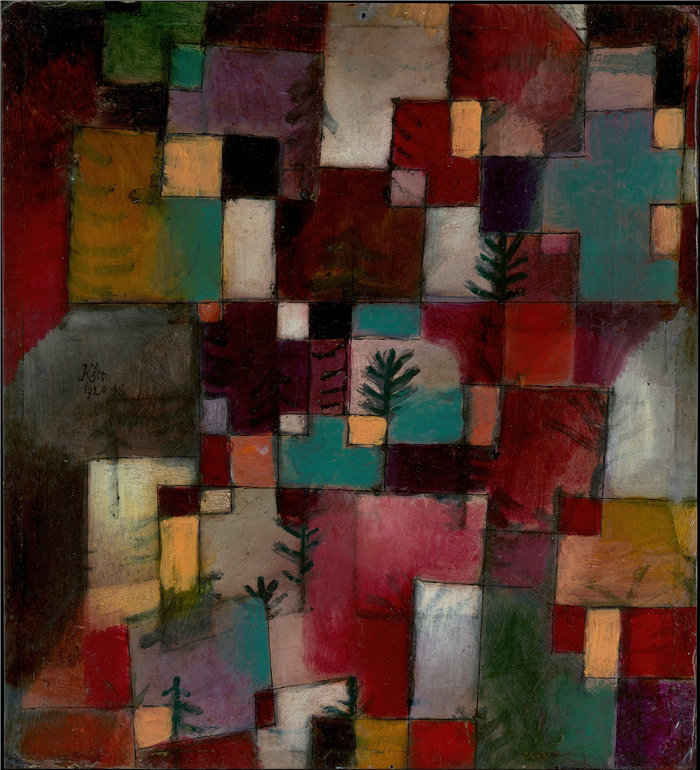 保罗・克利（Paul Klee，德国 ）作品-红绿和紫黄节奏 (1920)