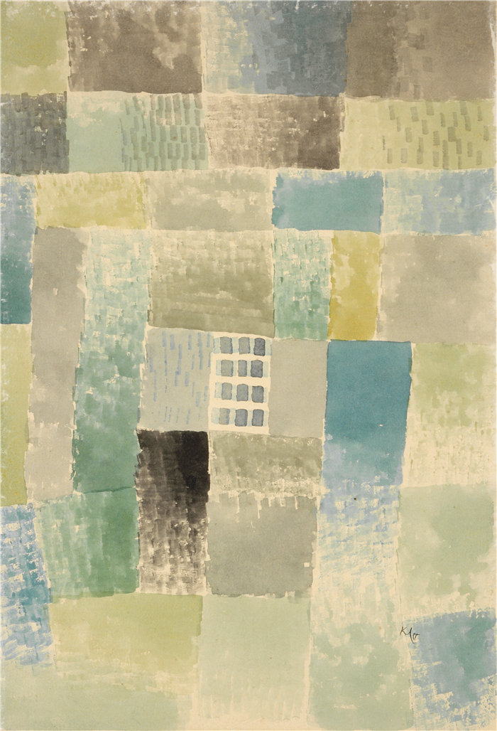 保罗・克利（Paul Klee，德国 ）作品-定居点的第一所房子（1926 年）