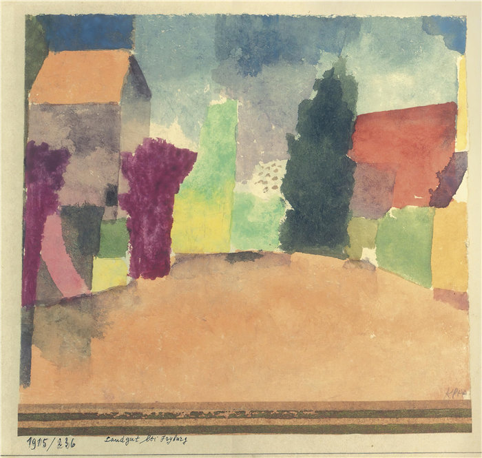 保罗・克利（Paul Klee，德国 ）作品-Landgut Bei Fryburg（弗里堡附近的乡村别墅）（1915 年）