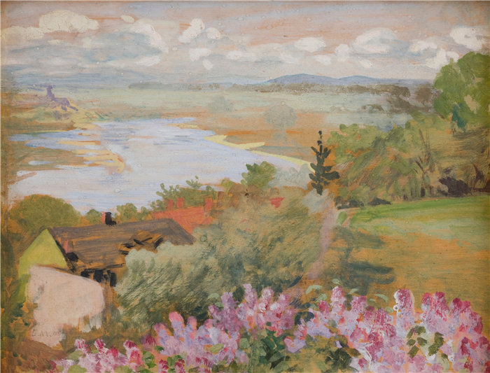 杰克·马尔切夫斯基(Jacek Malczewski，波兰画家)作品-Zwierzyniec 的维斯瓦河谷 (1905)