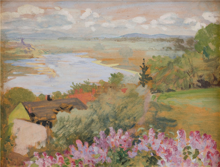 杰克·马尔切夫斯基(Jacek Malczewski,波兰画家)作品-Zwierzyniec 的维斯瓦河谷 (1905)