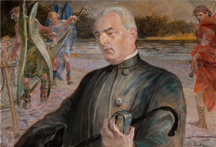 杰克 · 马尔切夫斯基(Jacek Malczewski，波兰画家)作品-Jan Jasiak 牧师的肖像 (1925)