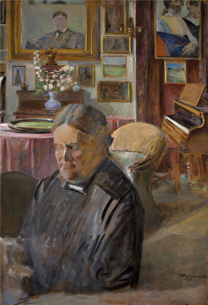 杰克·马尔切夫斯基(Jacek Malczewski，波兰画家)作品-海伦娜，艺术家的妹妹，在室内（1926 年）