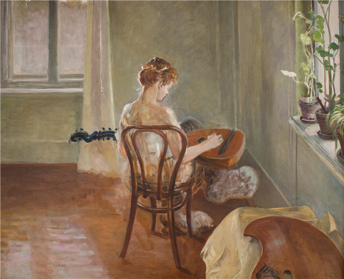杰克·马尔切夫斯基(Jacek Malczewski，波兰画家)作品-弹吉他的奇美拉内部（1908 年）