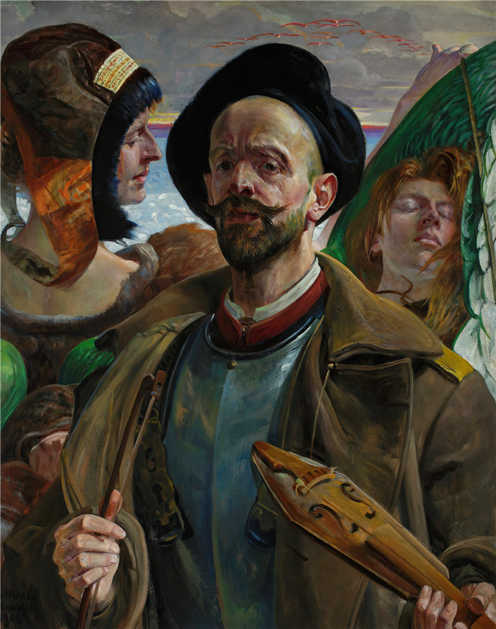 杰克·马尔切夫斯基(Jacek Malczewski,波兰画家)作品-一根弦——自画像(1908)