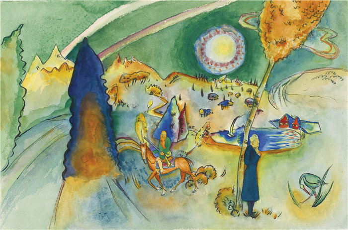 瓦西里·康定斯基（Wassily Kandinsky，俄罗斯画家）作品-Aquarell für Poul Bjerre (1916)