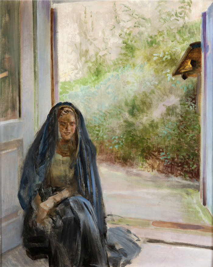 杰克·马尔切夫斯基(Jacek Malczewski,波兰画家)作品-我的模型 - 三联画(右部分)(1909)