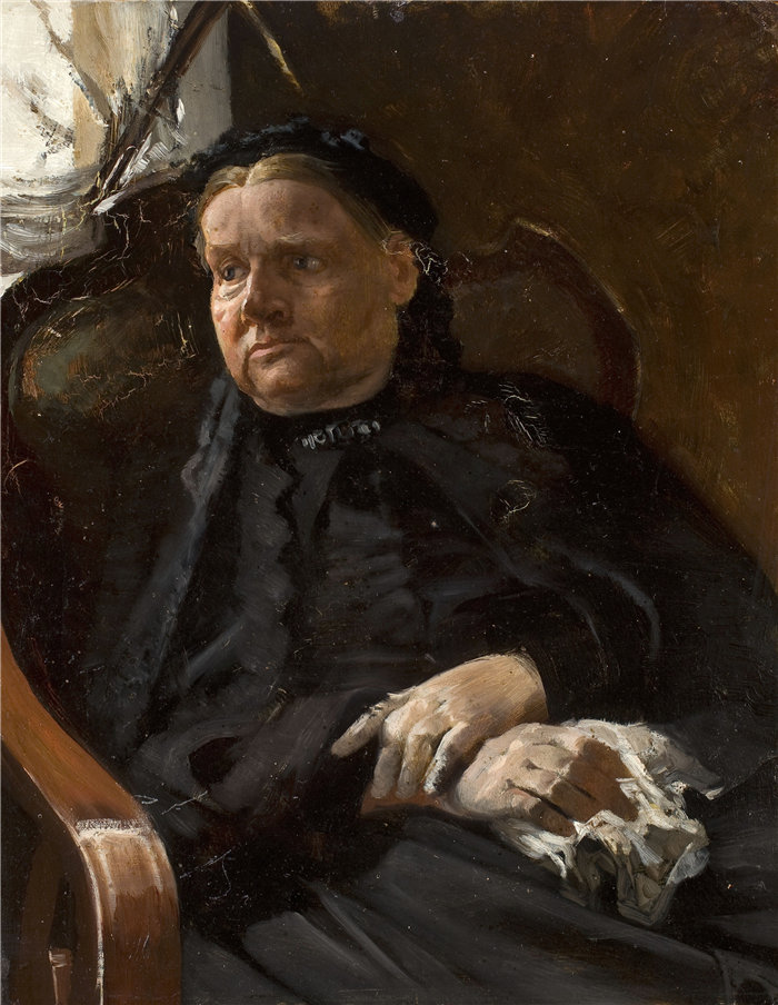 杰克·马尔切夫斯基(Jacek Malczewski,波兰画家)作品-艺术家母亲的肖像(1880 年)