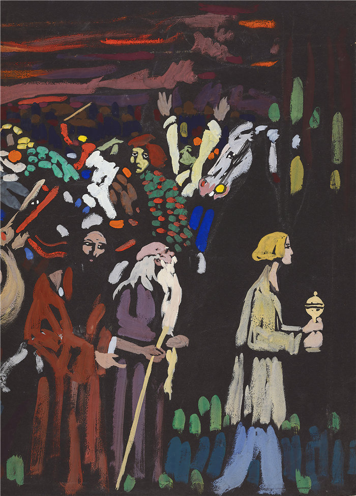 瓦西里·康定斯基（Wassily Kandinsky，俄罗斯画家）作品-“恐慌”研究（1907）