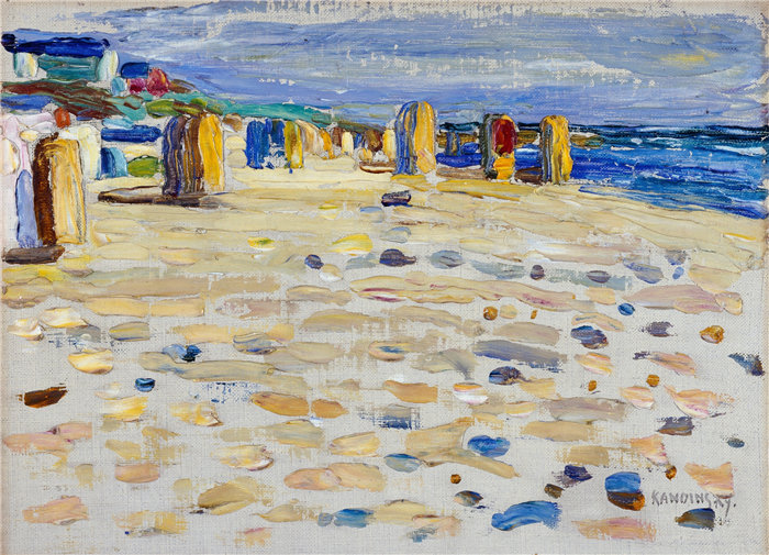 瓦西里·康定斯基(Wassily Kandinsky,俄罗斯画家)作品-荷兰 – Strandkörbe (1904)
