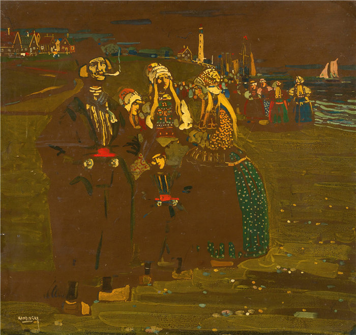 瓦西里·康定斯基（Wassily Kandinsky，俄罗斯画家）作品-Erinnerung An Holland (In Erwartung Heimkehrender Schiffe) (1904