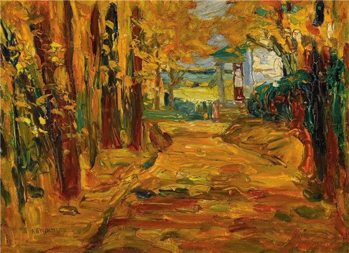 瓦西里·康定斯基(Wassily Kandinsky,俄罗斯画家)作品-Park Von St. Cloud – Herbst I (1906)
