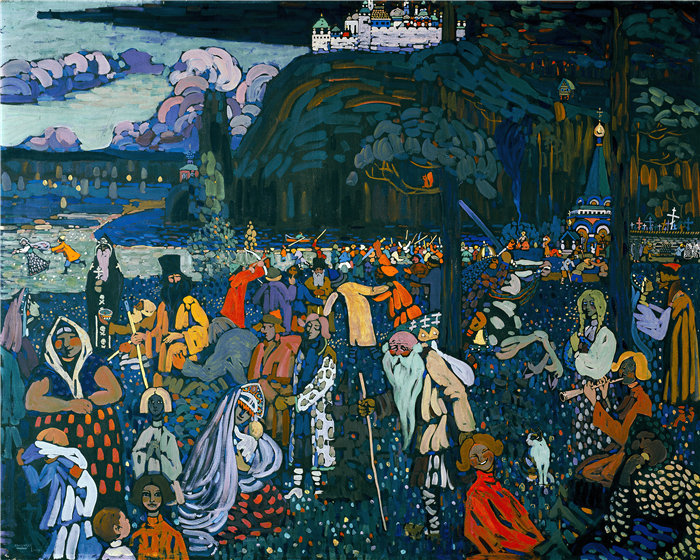 瓦西里·康定斯基（Wassily Kandinsky，俄罗斯画家）作品-多彩的生活 (1907)
