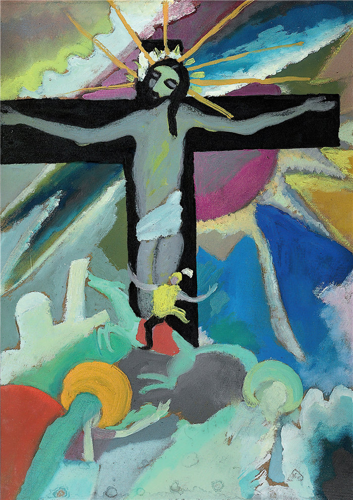 瓦西里·康定斯基（Wassily Kandinsky，俄罗斯画家）作品-Gekreuzigter Christus (1911)