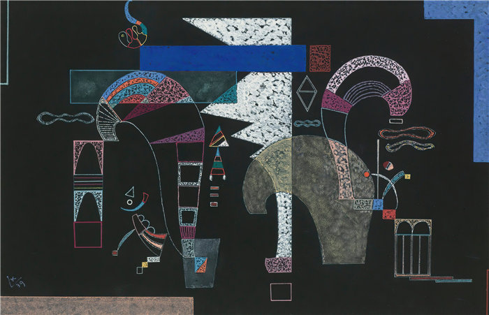 瓦西里·康定斯基(Wassily Kandinsky,俄罗斯画家)作品-La Forme Blanche (1939)