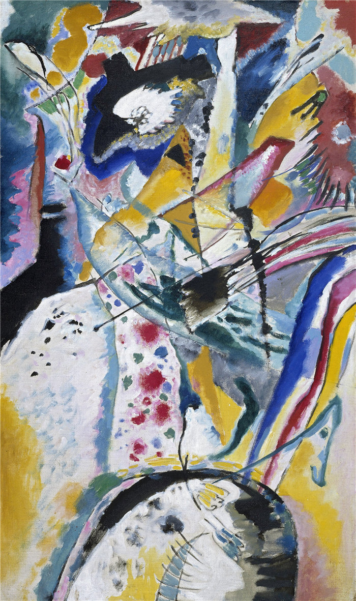 瓦西里·康定斯基（Wassily Kandinsky，俄罗斯画家）作品-Edwin R. Campbell 壁画的大型研究（夏季）（1914 年）