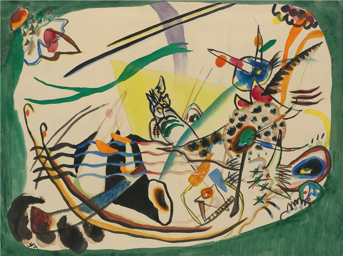 瓦西里·康定斯基（Wassily Kandinsky，俄罗斯画家）作品-Entwurf Zu 'grüner Rand'（“绿色边界”研究）