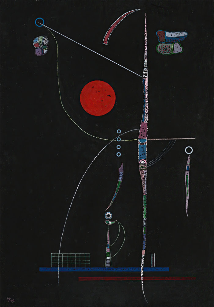 瓦西里·康定斯基（Wassily Kandinsky，俄罗斯画家）作品-L'accent Rouge (1938)