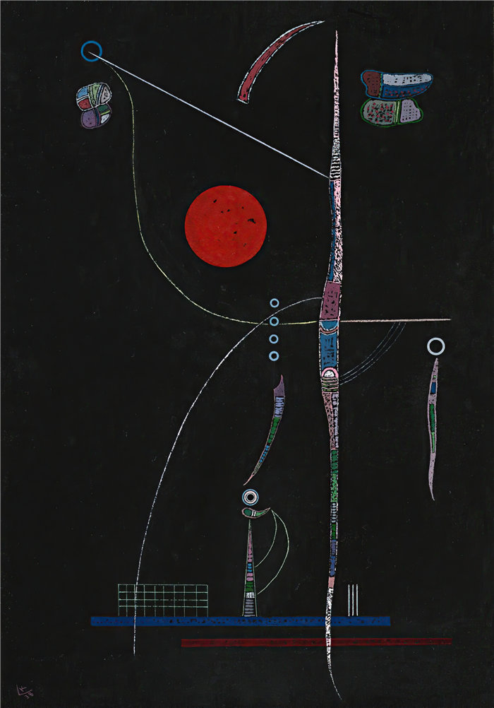 瓦西里·康定斯基(Wassily Kandinsky,俄罗斯画家)作品-L'accent Rouge (1938)