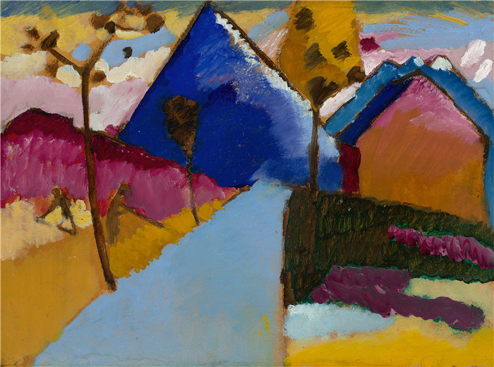瓦西里·康定斯基(Wassily Kandinsky,俄罗斯画家)作品-Kochel - 直街(1909)
