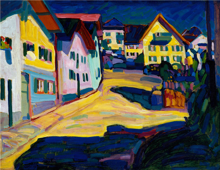 瓦西里·康定斯基(Wassily Kandinsky,俄罗斯画家)作品-Murnau, Burggrabenstrasse 1, 1908 (1908)