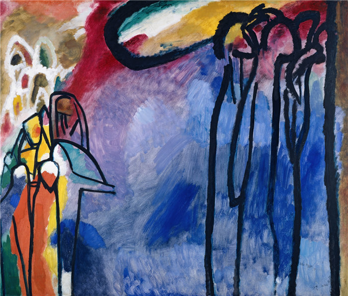 瓦西里·康定斯基（Wassily Kandinsky，俄罗斯画家）作品-即兴创作 19 (1911)