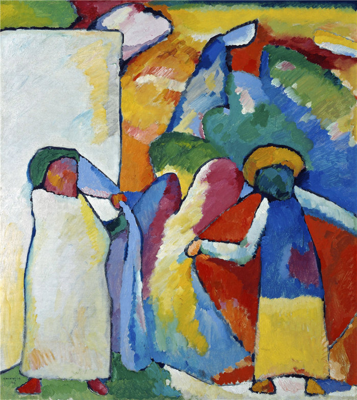 瓦西里·康定斯基（Wassily Kandinsky，俄罗斯画家）作品-即兴创作 6（非洲）（1909 年）