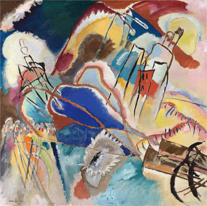 瓦西里·康定斯基（Wassily Kandinsky，俄罗斯画家）作品-即兴创作第 30 号（大炮）（1913）