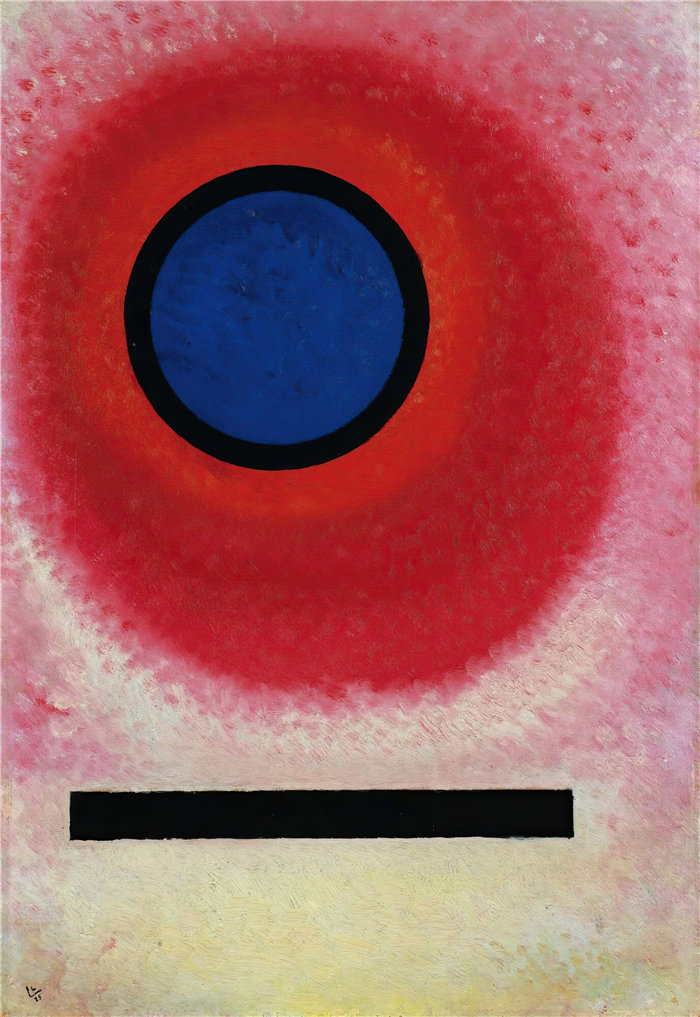 瓦西里·康定斯基（Wassily Kandinsky，俄罗斯画家）作品-Blauer Kreis No. 2 (Cercle Bleu Ii) (1925)