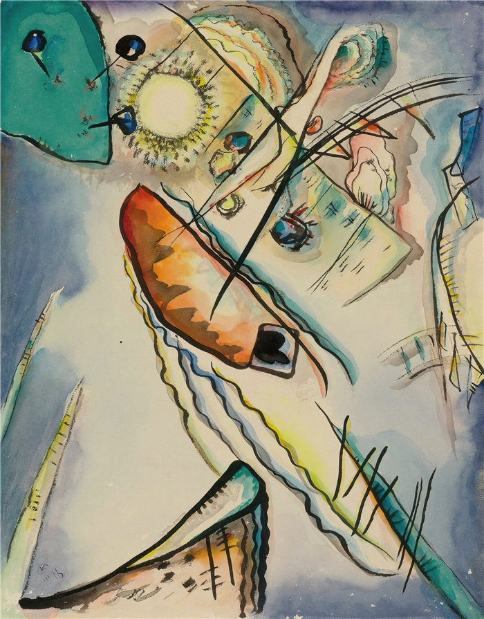 瓦西里·康定斯基(Wassily Kandinsky,俄罗斯画家)作品-Ohne 标题(无题)(1916)