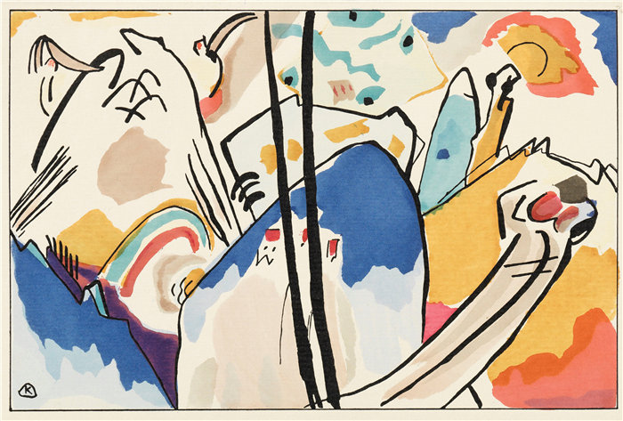 瓦西里·康定斯基（Wassily Kandinsky，俄罗斯画家）作品-蓝骑士 (1914)