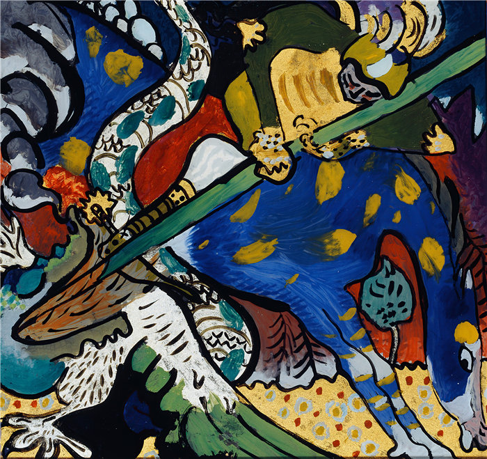 瓦西里·康定斯基(Wassily Kandinsky,俄罗斯画家)作品-圣乔治一世 (1911)