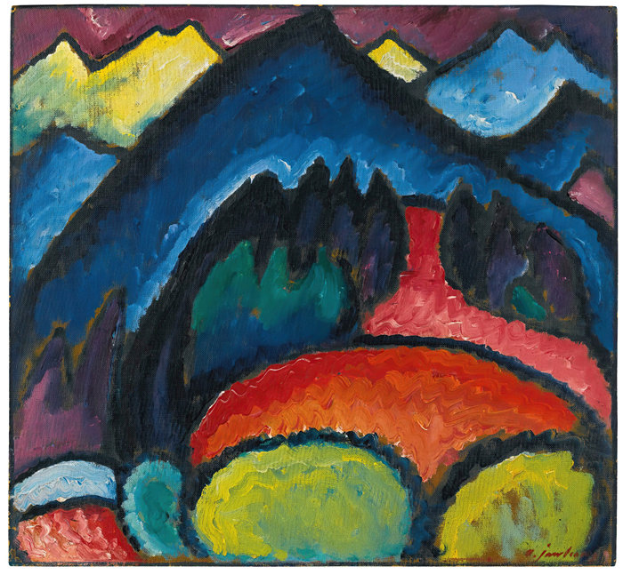 瓦西里·康定斯基（Wassily Kandinsky，俄罗斯画家）作品-石版画蓝色，船（1922）