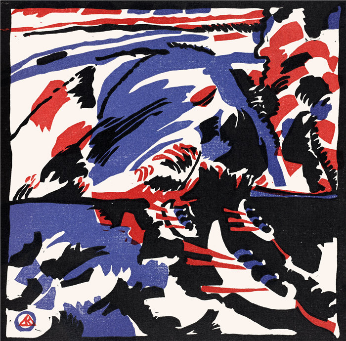 瓦西里·康定斯基(Wassily Kandinsky,俄罗斯画家)作品-月光下的两个女人(1909-1911)