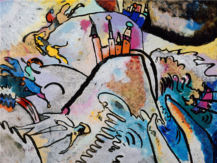 瓦西里·康定斯基(Wassily Kandinsky,俄罗斯画家)作品-与太阳 (1911)