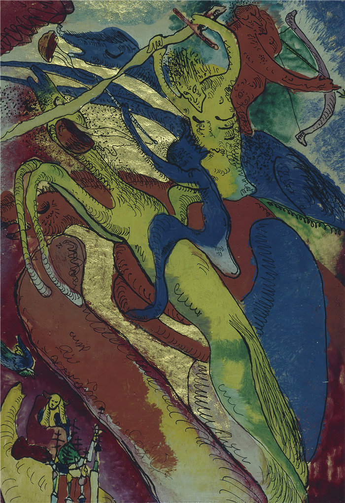 瓦西里·康定斯基（Wassily Kandinsky，俄罗斯画家）作品-天启骑士 I (1911)