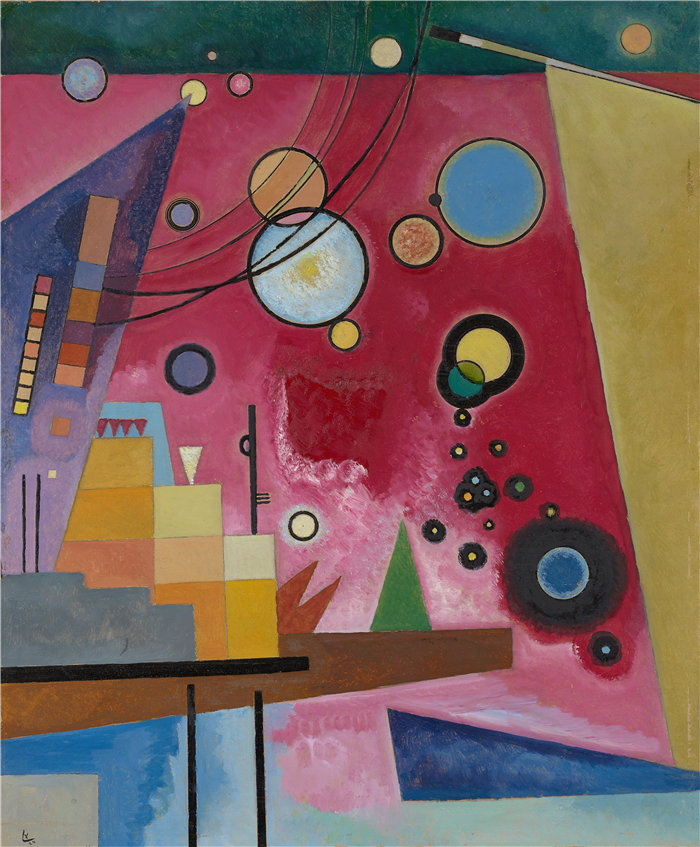 瓦西里·康定斯基(Wassily Kandinsky,俄罗斯画家)作品-重红色 (1924)