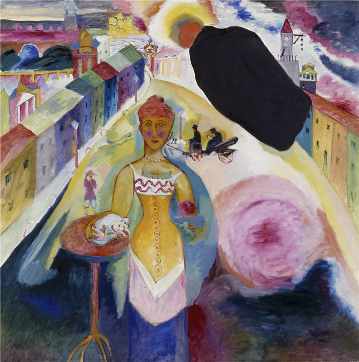 瓦西里·康定斯基（Wassily Kandinsky，俄罗斯画家）作品-莫斯科夫人 (1912)